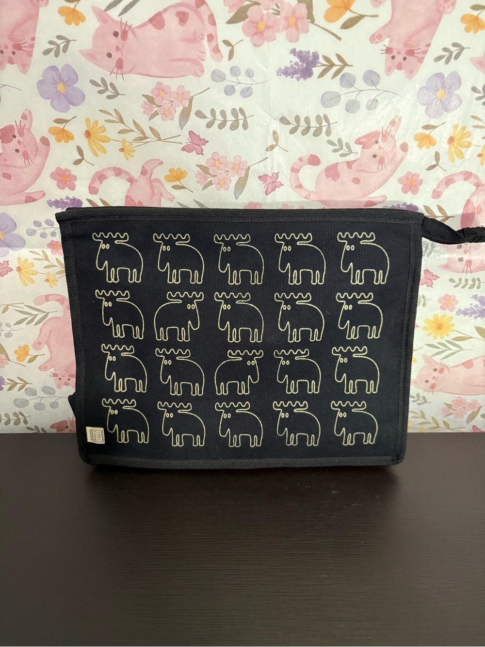 Farg Form Sweden Black Moose cosmetic bag. Preowned.